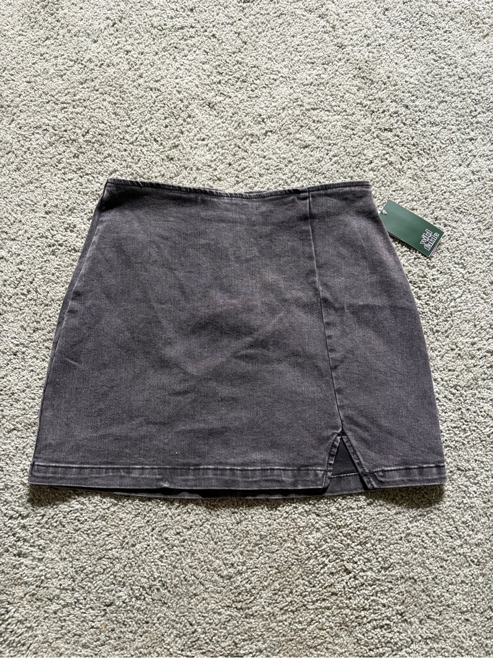 Wild Fable Black Wash Denim Skirt Womens Size 6 NWT Stretch Slit Jean Zipper